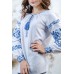 Embroidered blouse "Journey of Rose" Blue on White
